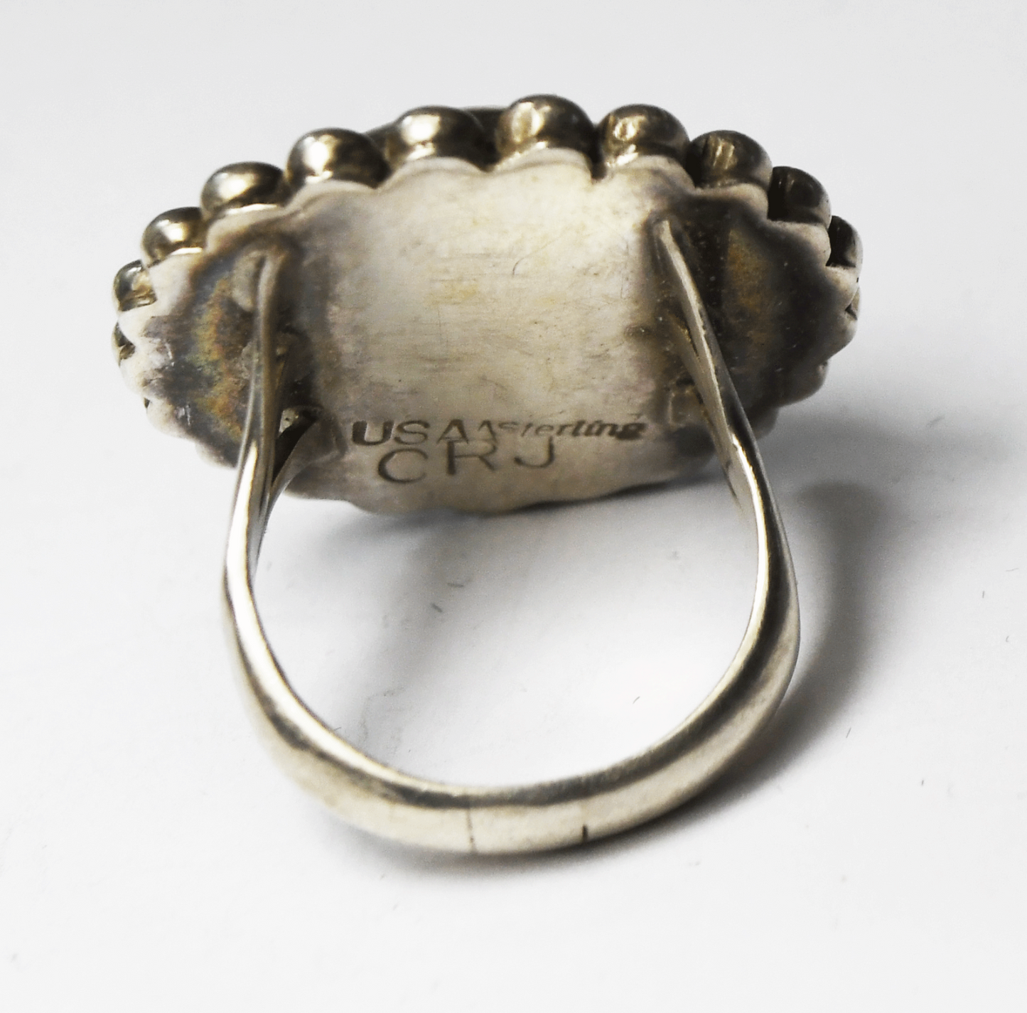 Sterling Silver CFJ Round Dot Halo Domed Flower Ring 26mm Size 7