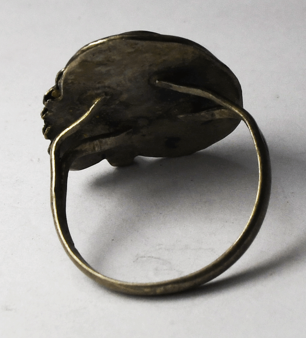 Sterling Silver Antique Turquoise Ring 23mm Size 8-1/2