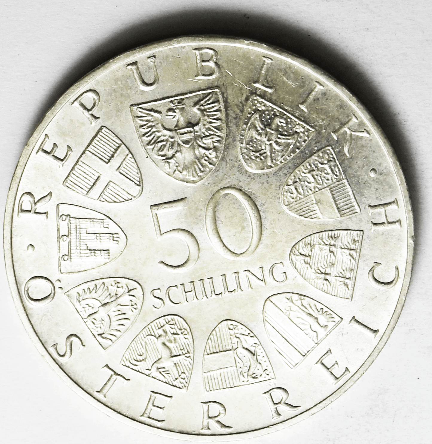 1974 Austria 50 Schilling Silver Coin KM#2922