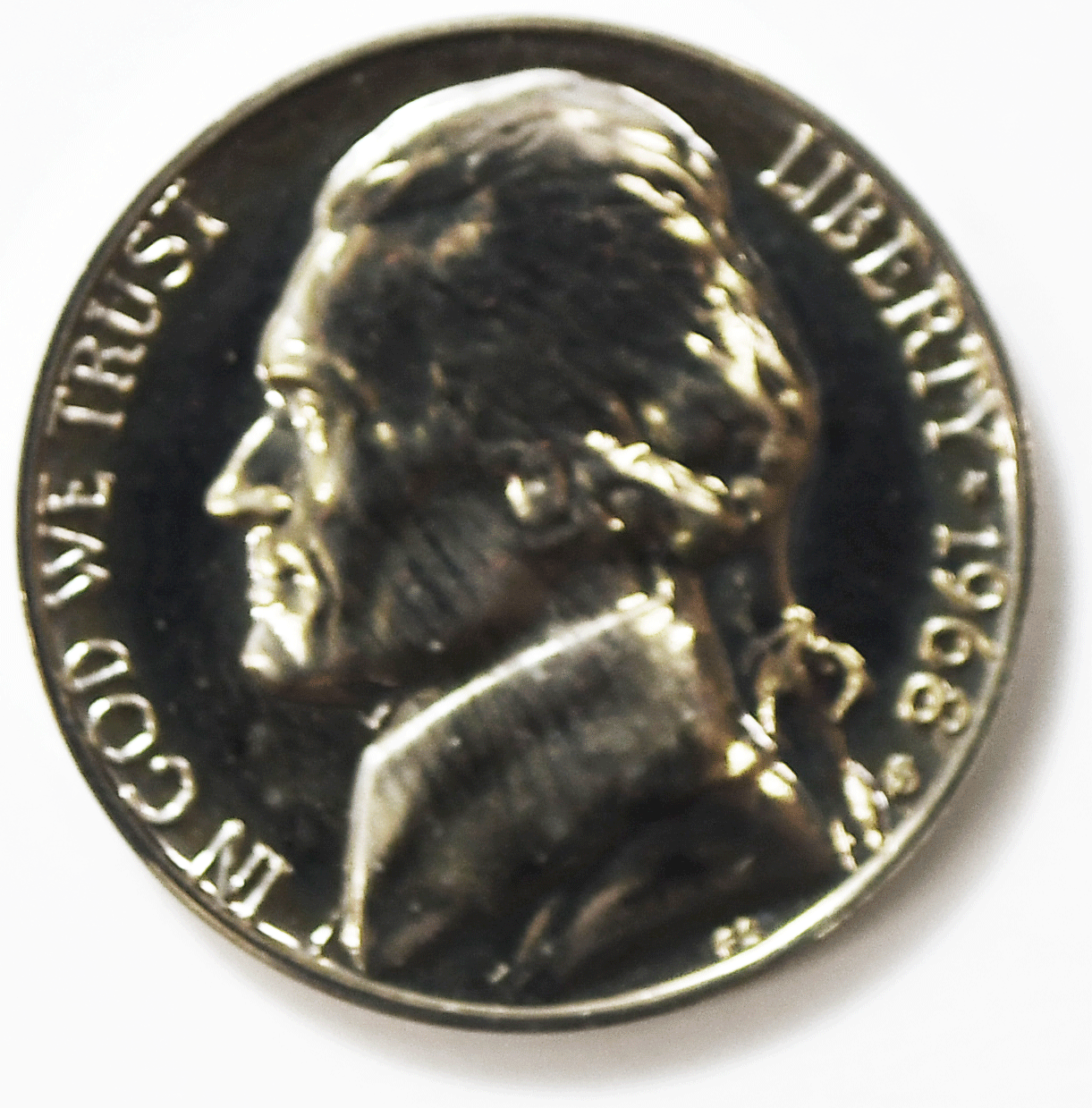 1968 S 5c Jefferson Proof Nickel Five Cents Uncirculated From Proof Set