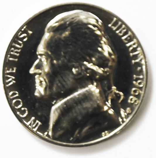 1968 S 5c Jefferson Proof Nickel Five Cents Uncirculated From Proof Set