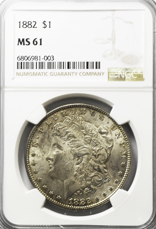 1882 $1 Morgan Silver Dollar MS61 NGC Uncirculated Philadelphia