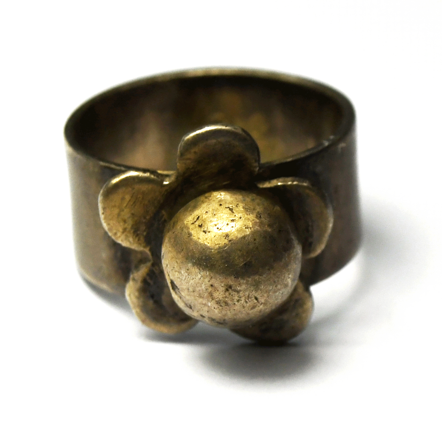 Sterling Silver Ore Flower Ring 16mm Size 7 Wide 10mm Band