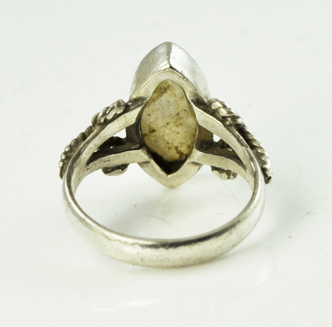 Sterling Silver Opal Twist Overlay Handcrafted Solitaire Ring 19mm Size 9