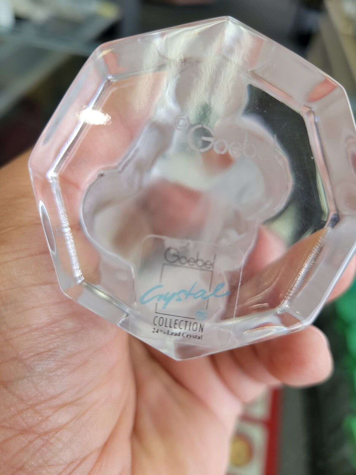 Elephant Frosted Crystal Clear Glass Figurine Paperweight Goebel Germany Vtg