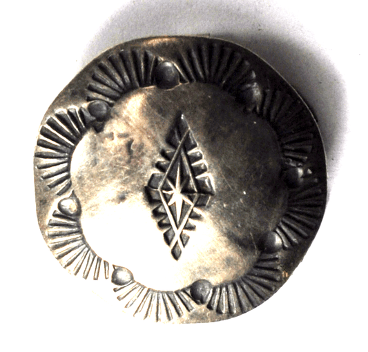 Vintage Sterling Southwestern Rays Etched Round Domed Button 19mm