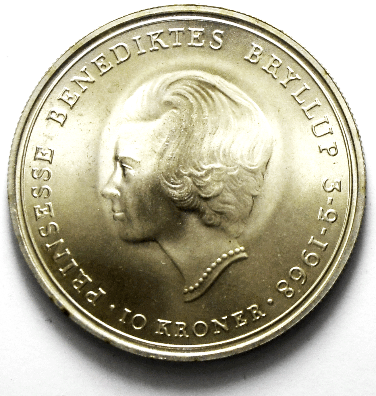 1968 Denmark 10 Kroner Silver Coin Uncirculated  KM# 852