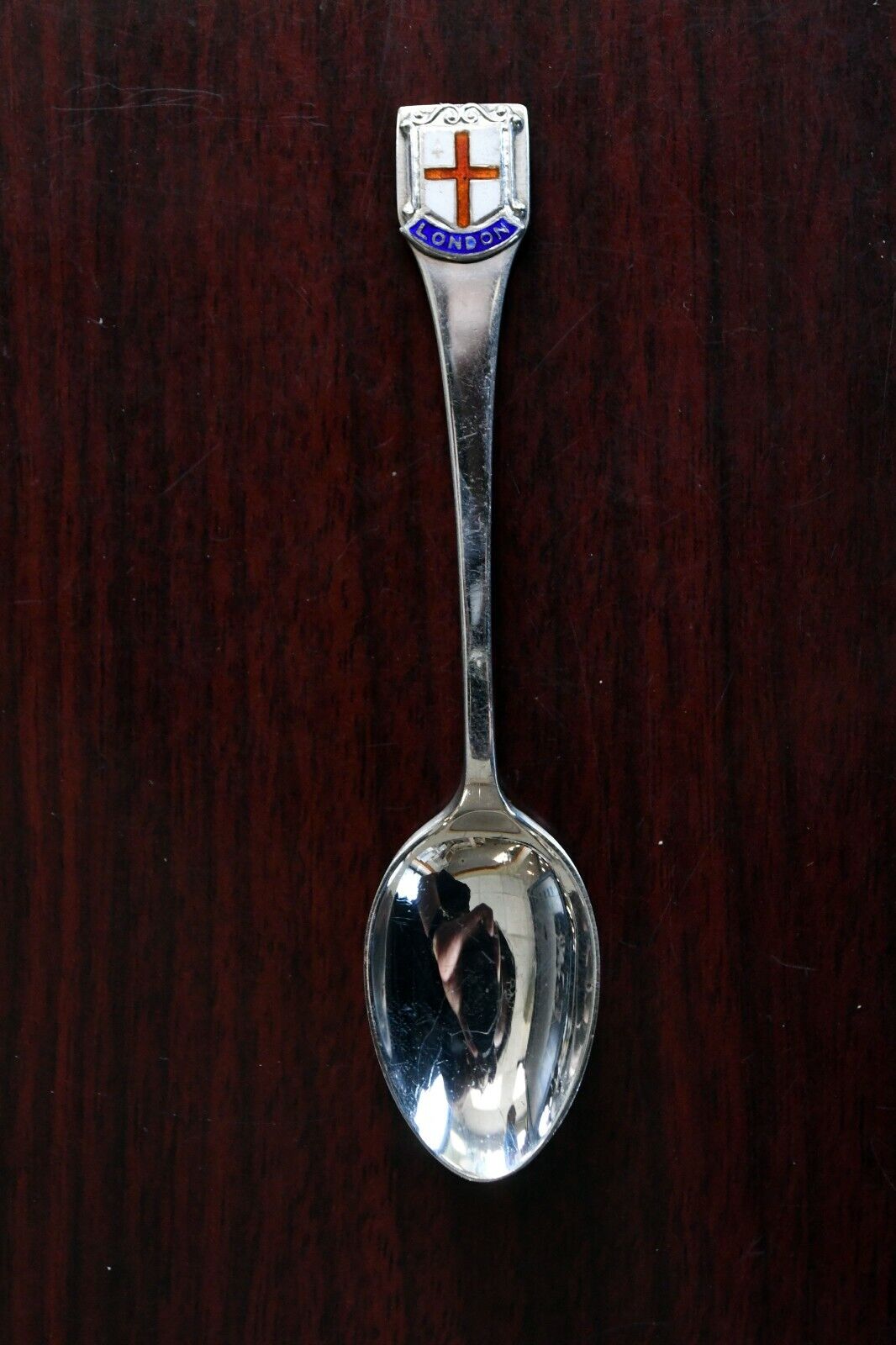 1954 London England Sterling Silver 3 5/8" Enameled Souvenir Spoon .27 oz. T&S
