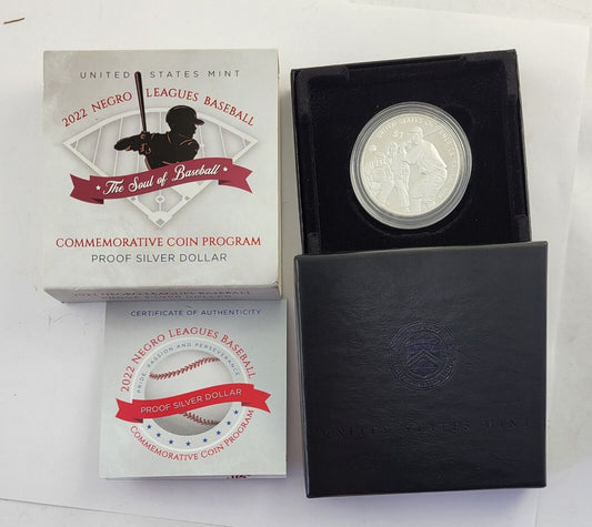 2022 Negro Leagues Proof Silver Dollar Medal Set US Mint Box & Paperwork