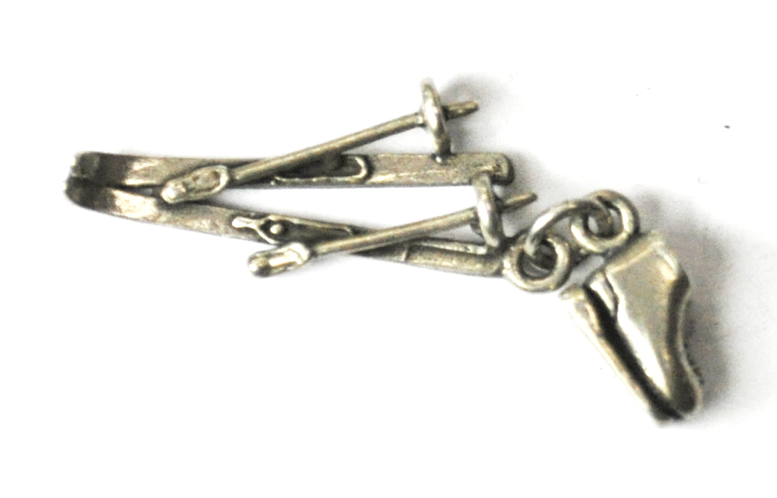 Vintage Sterling Silver Maisels Skis Skiing Shoes Charm 27mm