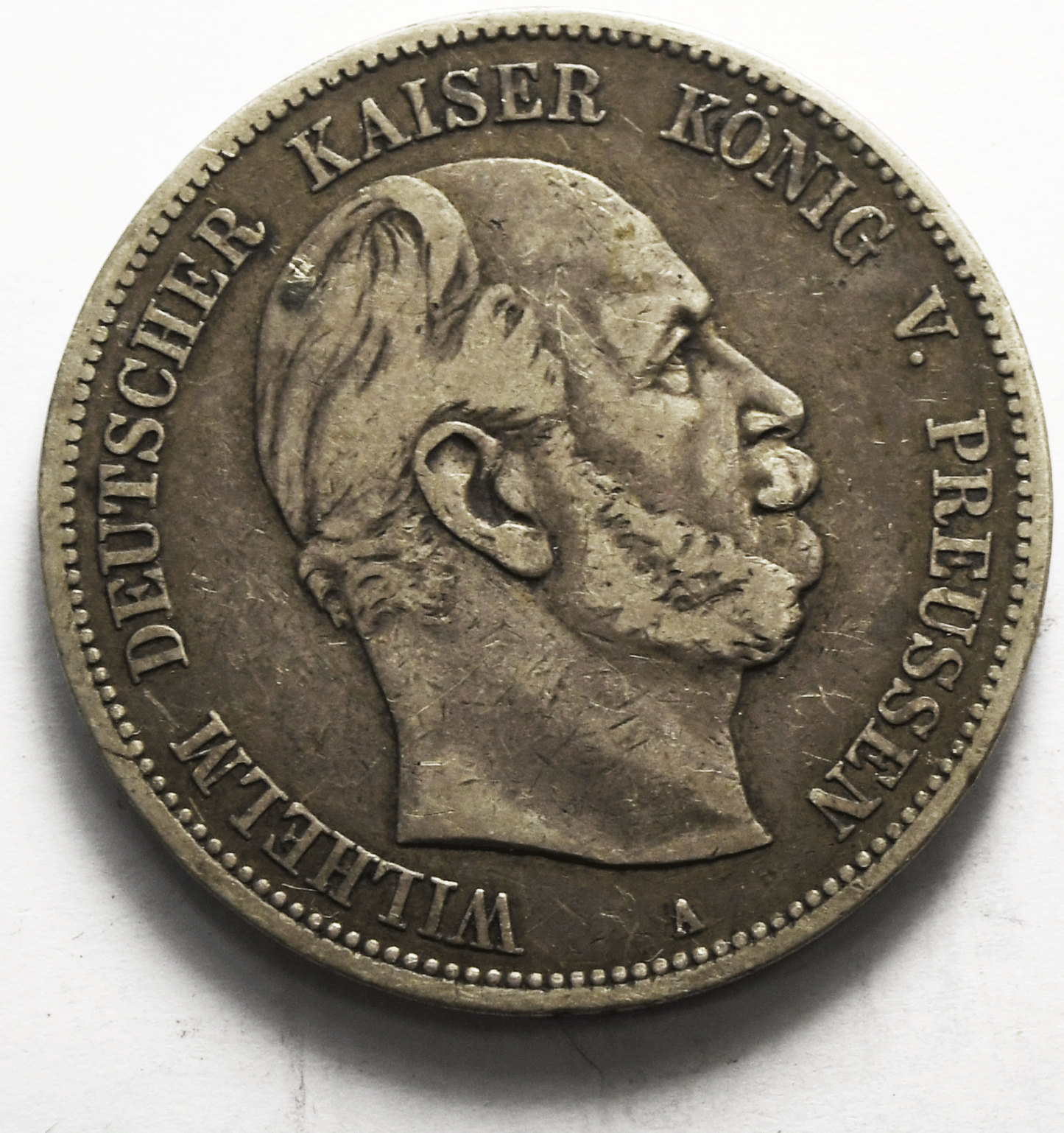 1876 A German States Prussia 5 Five Mark Silver Coin KM# 503