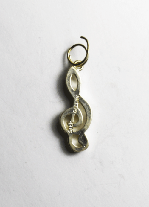 Sterling Cellini Treble Clef Musical Note Charm  26mm x 10mm