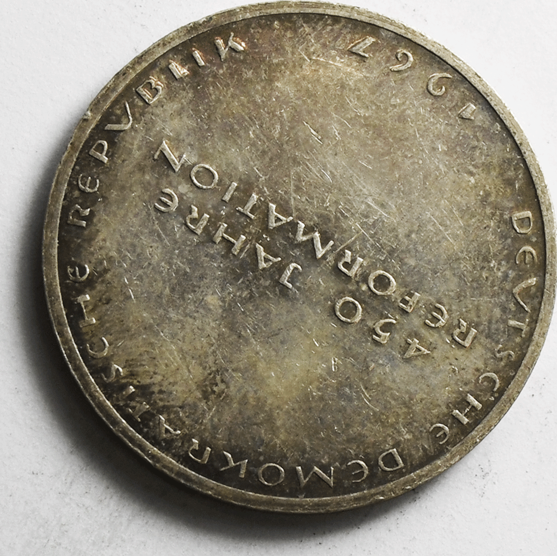 Hans Luther Berlin Germany GDR Silver Medal 450 Jahre Reformation 26mm