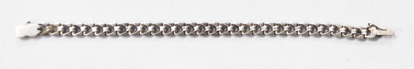 Sterling Silver CZ Bug Textured Link Chain Necklace 7mm Bracelet 7-1/2"