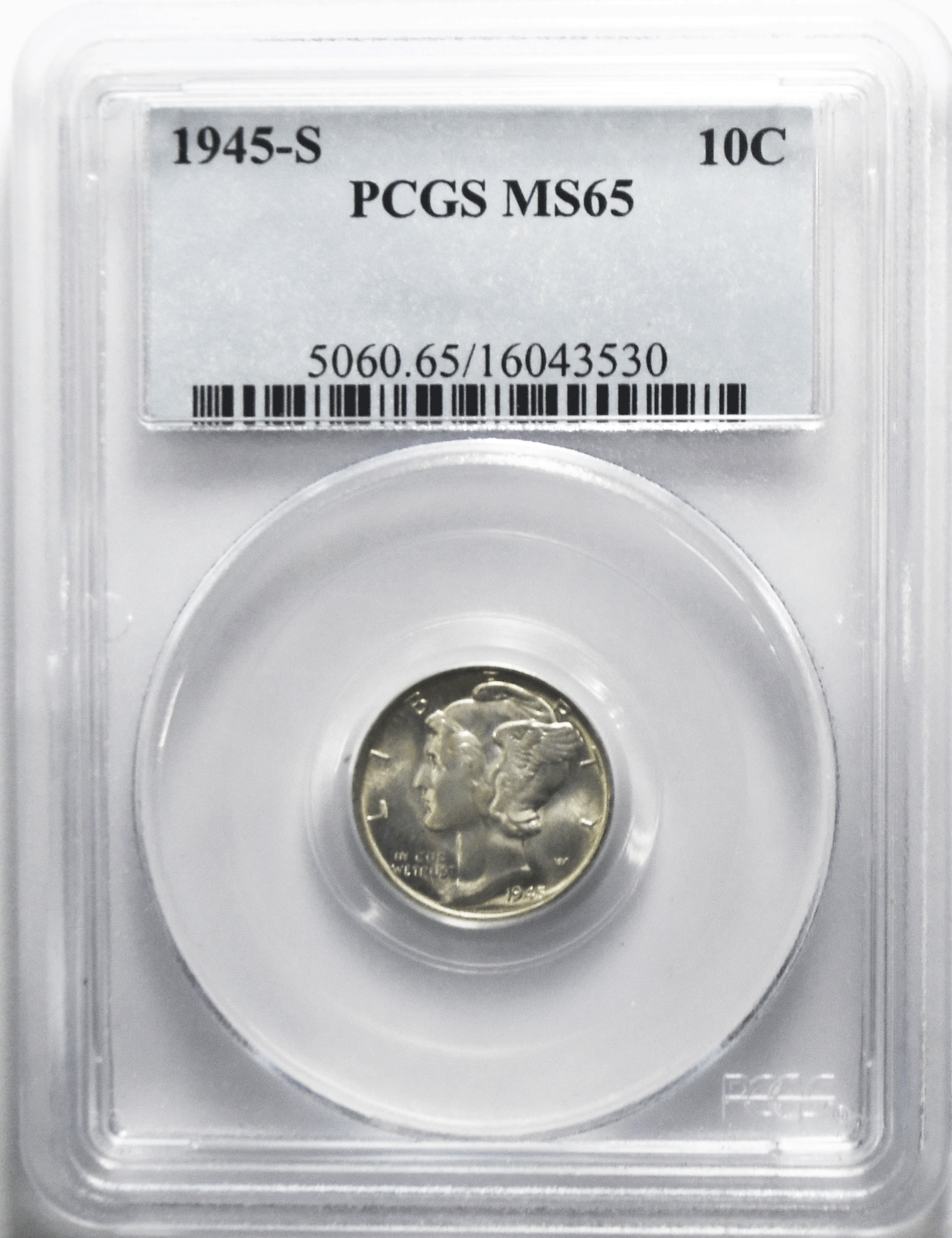 1945 S Mercury Silver Dime Rare Ten Cents San Francisco PCGS MS65