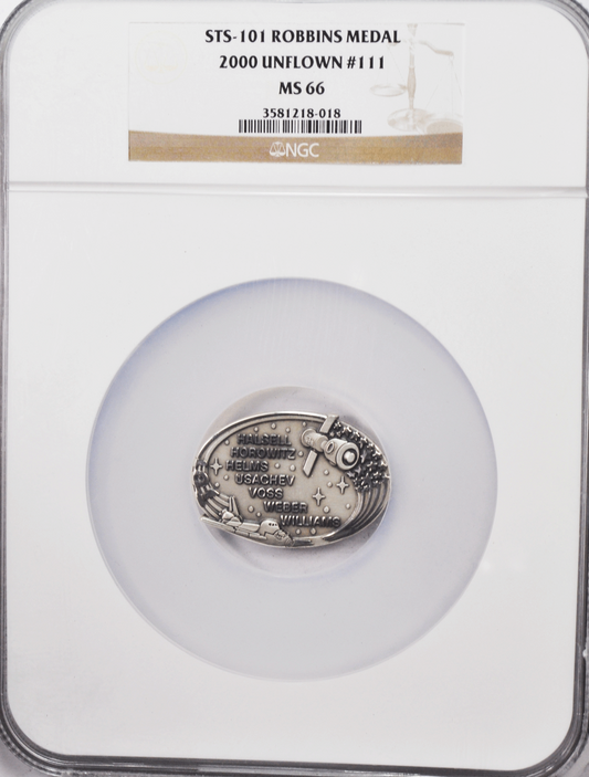2000 STS-101 Robbins Silver Space Medal Unflown #111 NGC MS66 Discovery