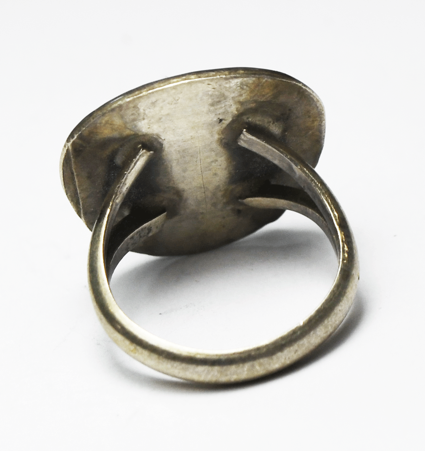 Sterling Silver Antique Turquoise Triangle 3 Dot Ring 22mm Band Size 6