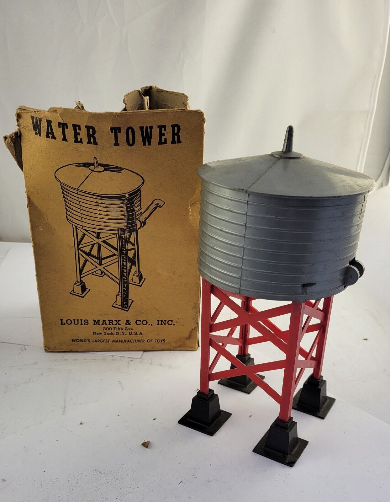 Louis Marx #065 O Gauge 8" Plastic Water Tower RR Train Missing Spout With Box