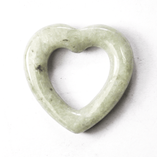 Green Heart Carved Spotted Jade Pendant Slider 26mm 6mm Thick