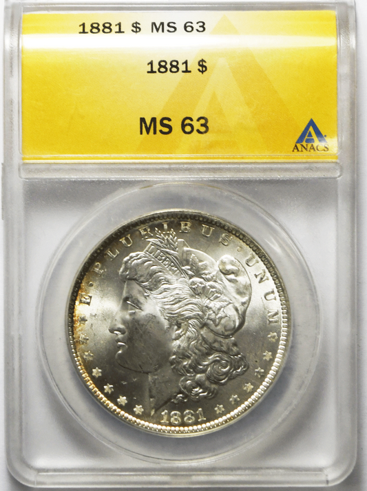 1881 $1 Morgan Silver Dollar Philadelphia ANACS MS63 BU