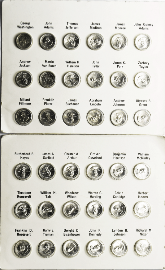 1970’s Franklin Mint Sterling Silver Miniature 10mm Presidents Medal Set of 36