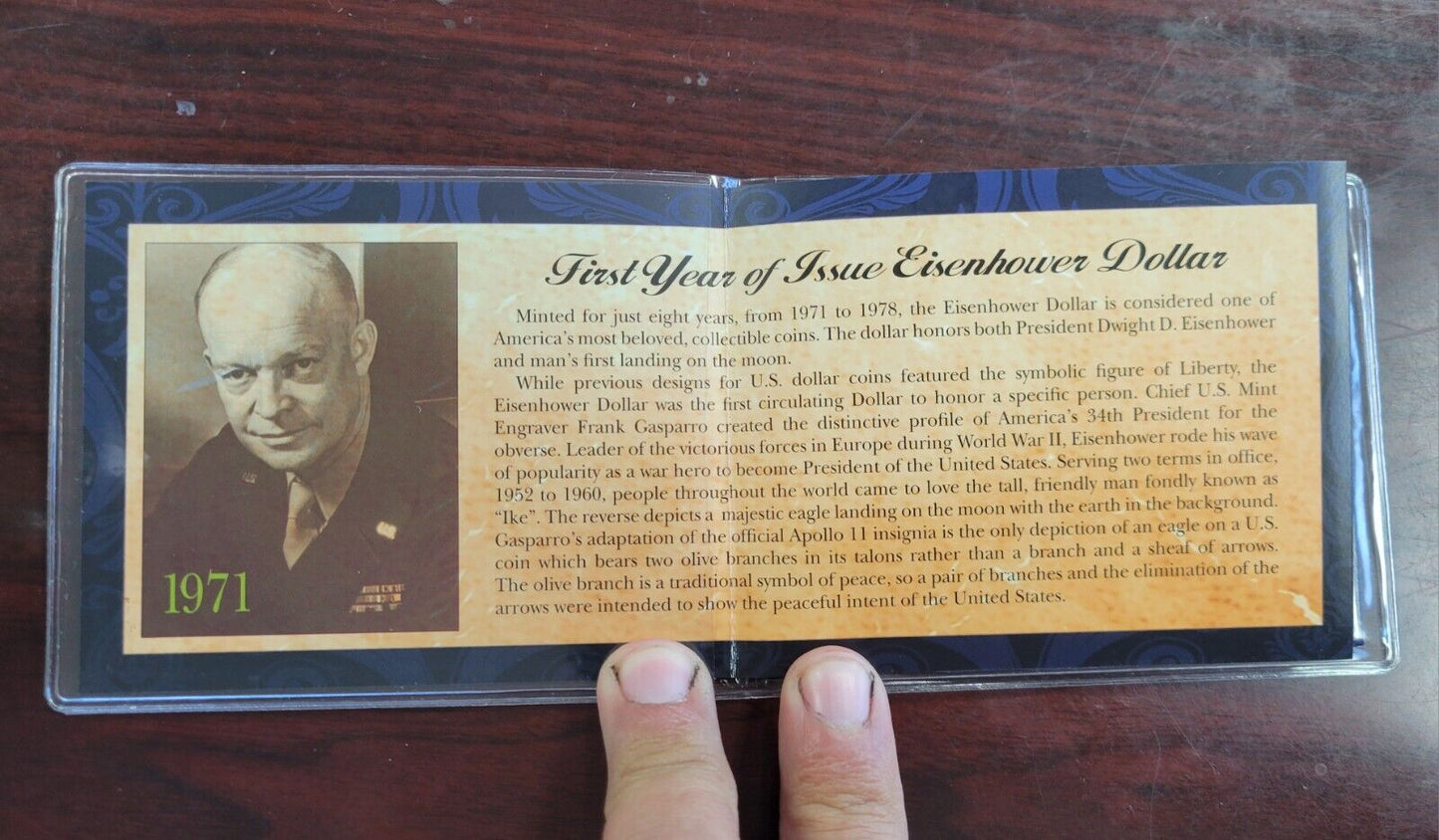 American Coin Treasure First Year Of Issue 1971 Eisenhower Dollar with COA