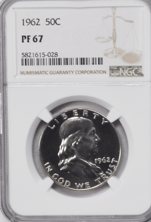 1962 50c Franklin Half Dollar Proof Silver Fifty Cents NGC PF67 Gem Unc