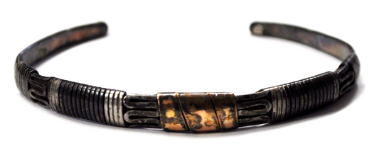 Sterling Silver Two Tone Twist Wrap Cuff Bracelet Dot 6-3/4"