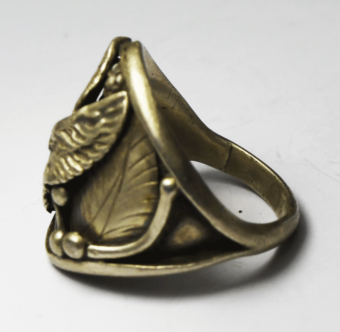 Sterling Silver CY Eagle Floral Ring 28mm Size 13