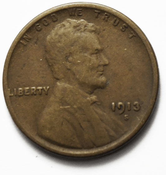1913 S 1c Lincoln One Cent Wheat Cent San Francisco Rare