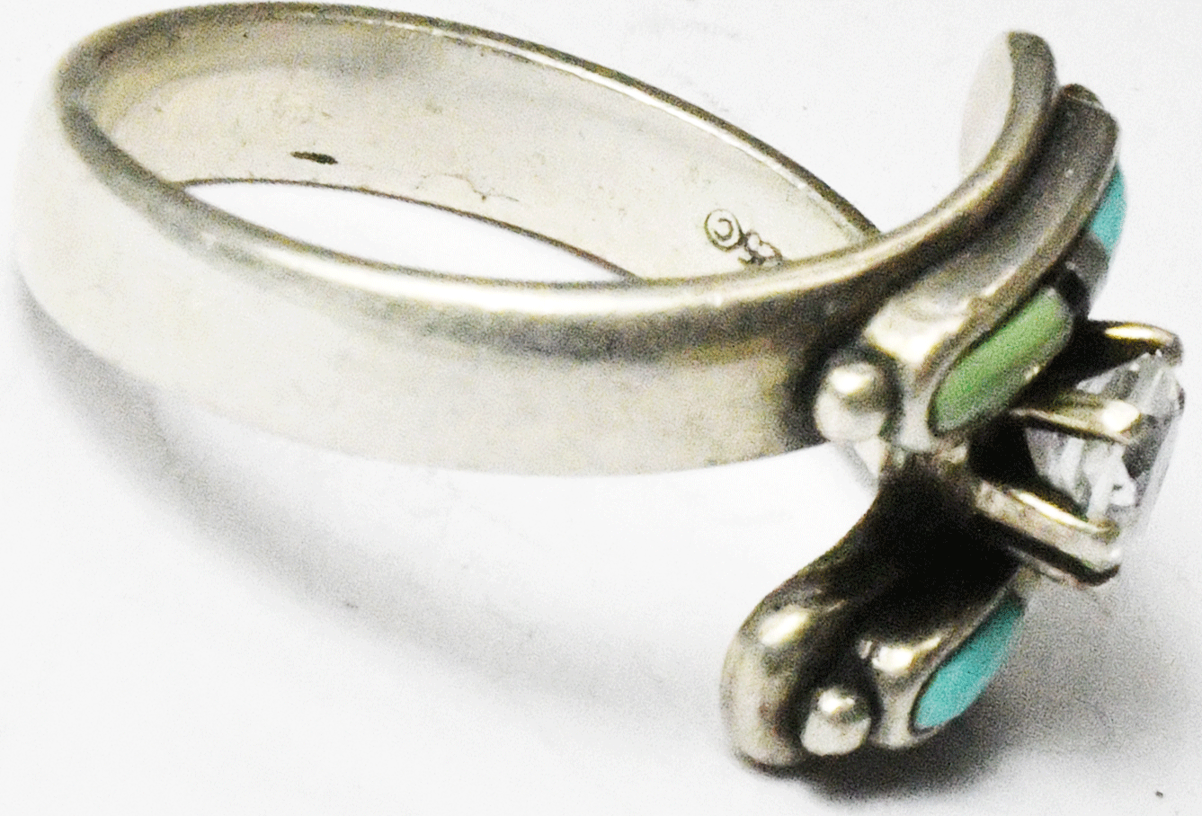 Sterling Silver Carolyn Pollack Turquoise CZ Ring 14mm Size 10