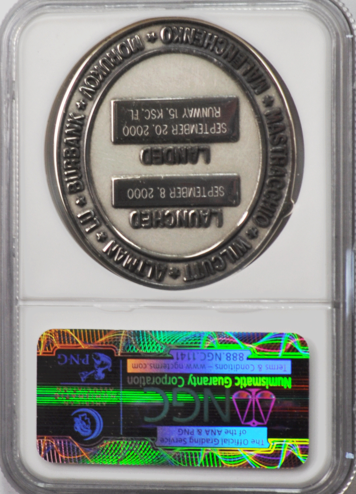 2000 STS-106 Robbins Silver Space Medal Unflown #101 NGC MS66 Atlantis