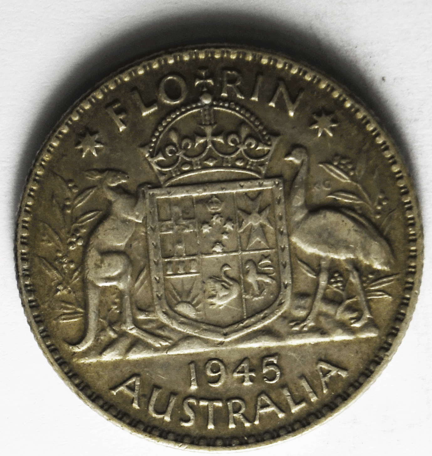 1945 Australia Florin Silver Coin KM# 40