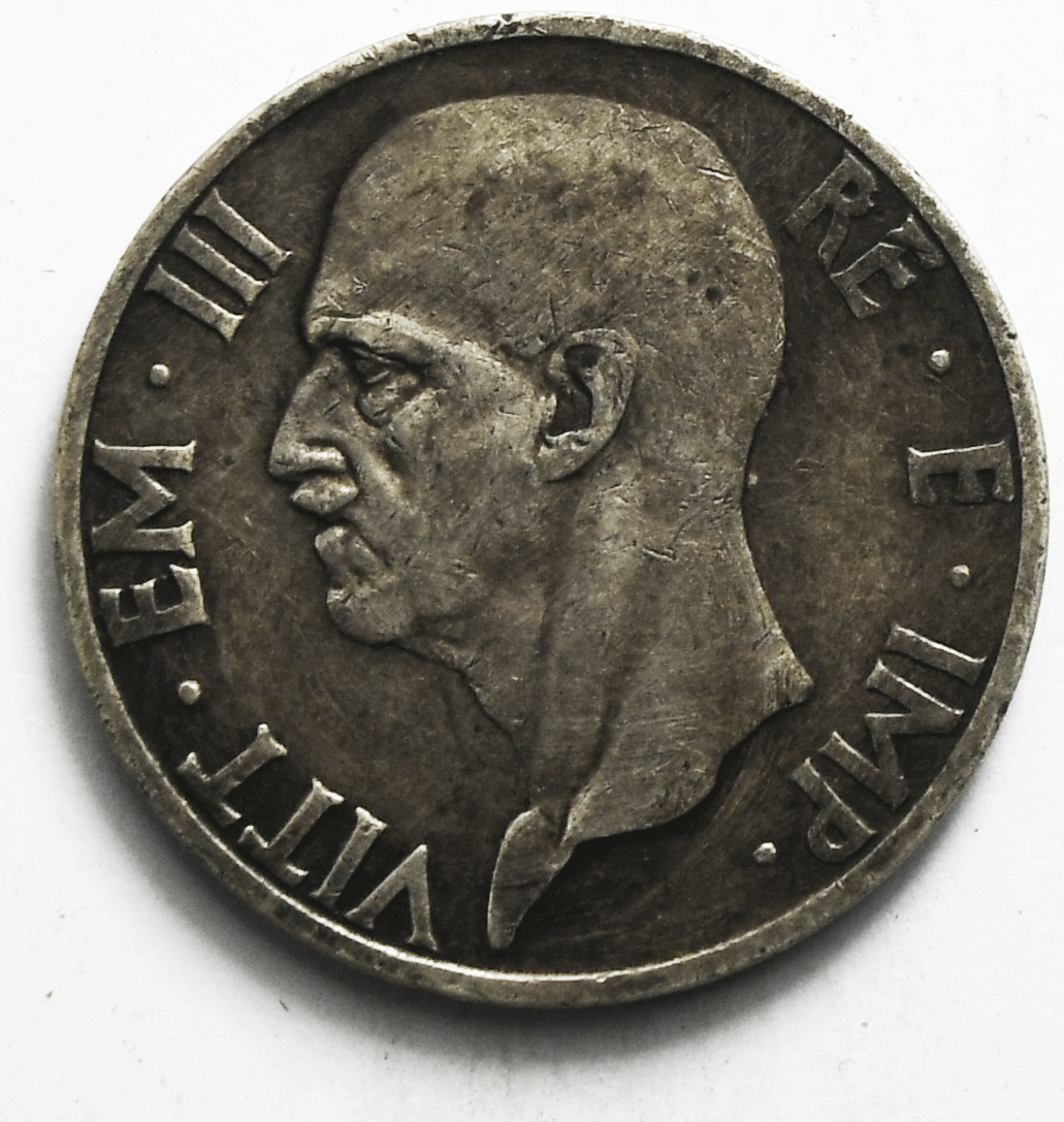 1937 R Yr. XV Italy 5 Five Lire Silver Coin KM# 79