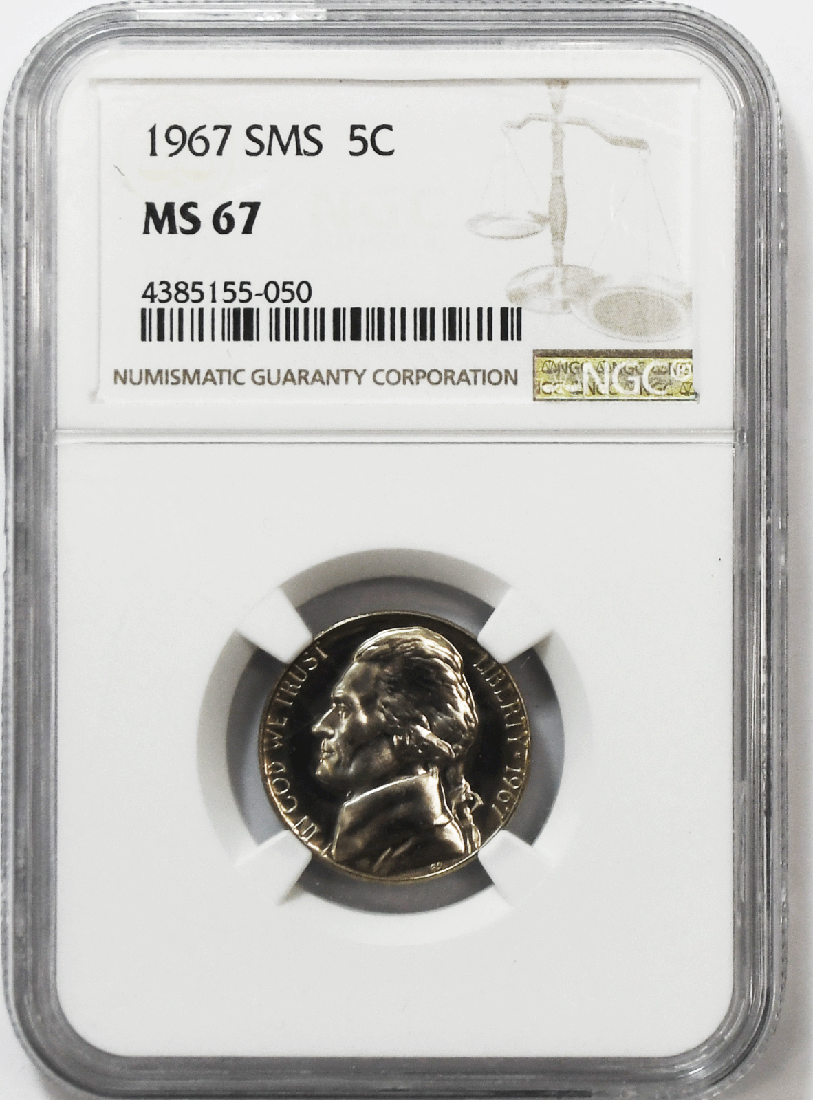 1967 5c SMS Jefferson Nickel NGC Five Cents MS67 Special Mint Gem Unc