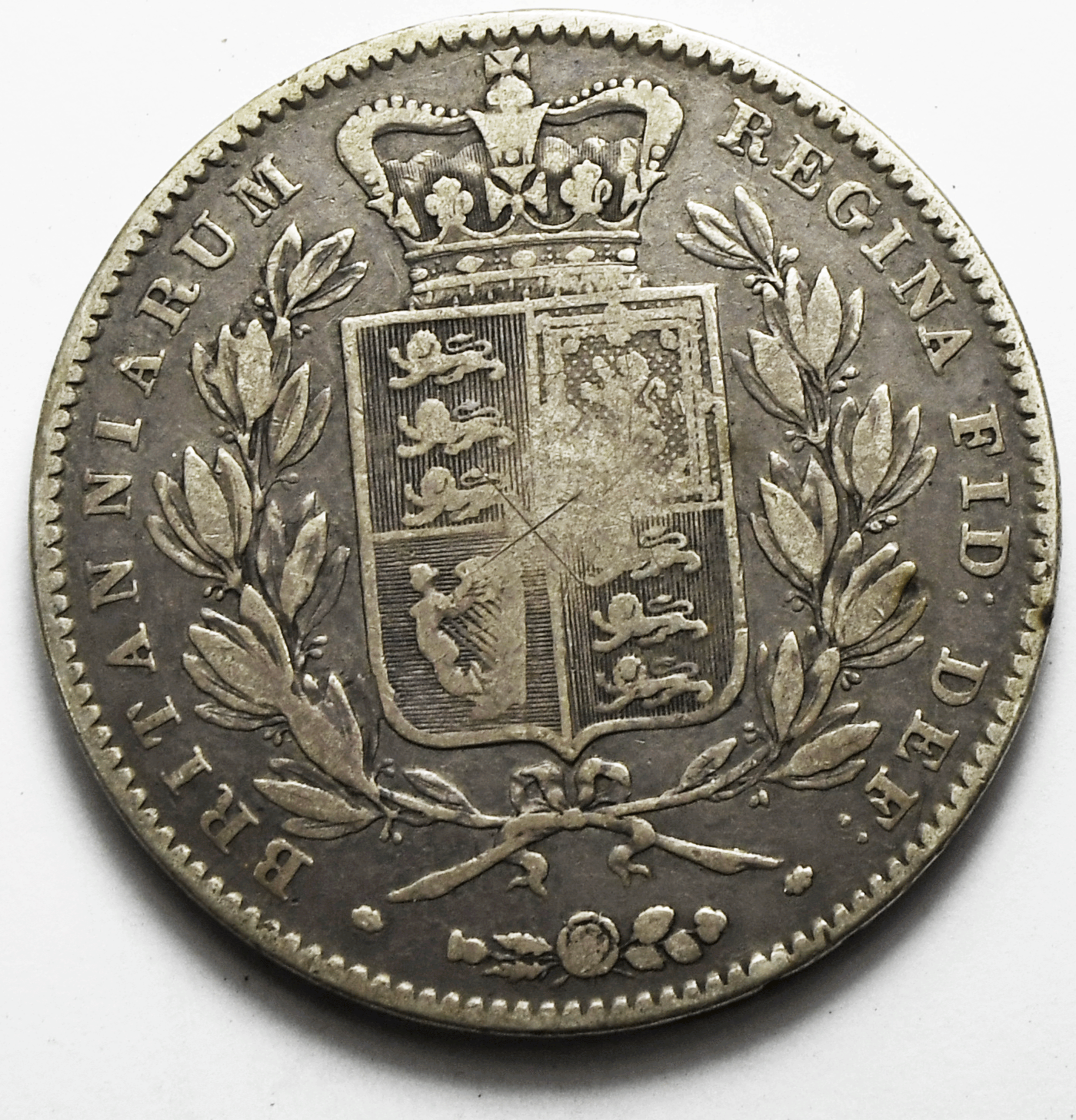 1844 Great Britain Crown Silver Coin KM# 765 Only 94,000 Minted