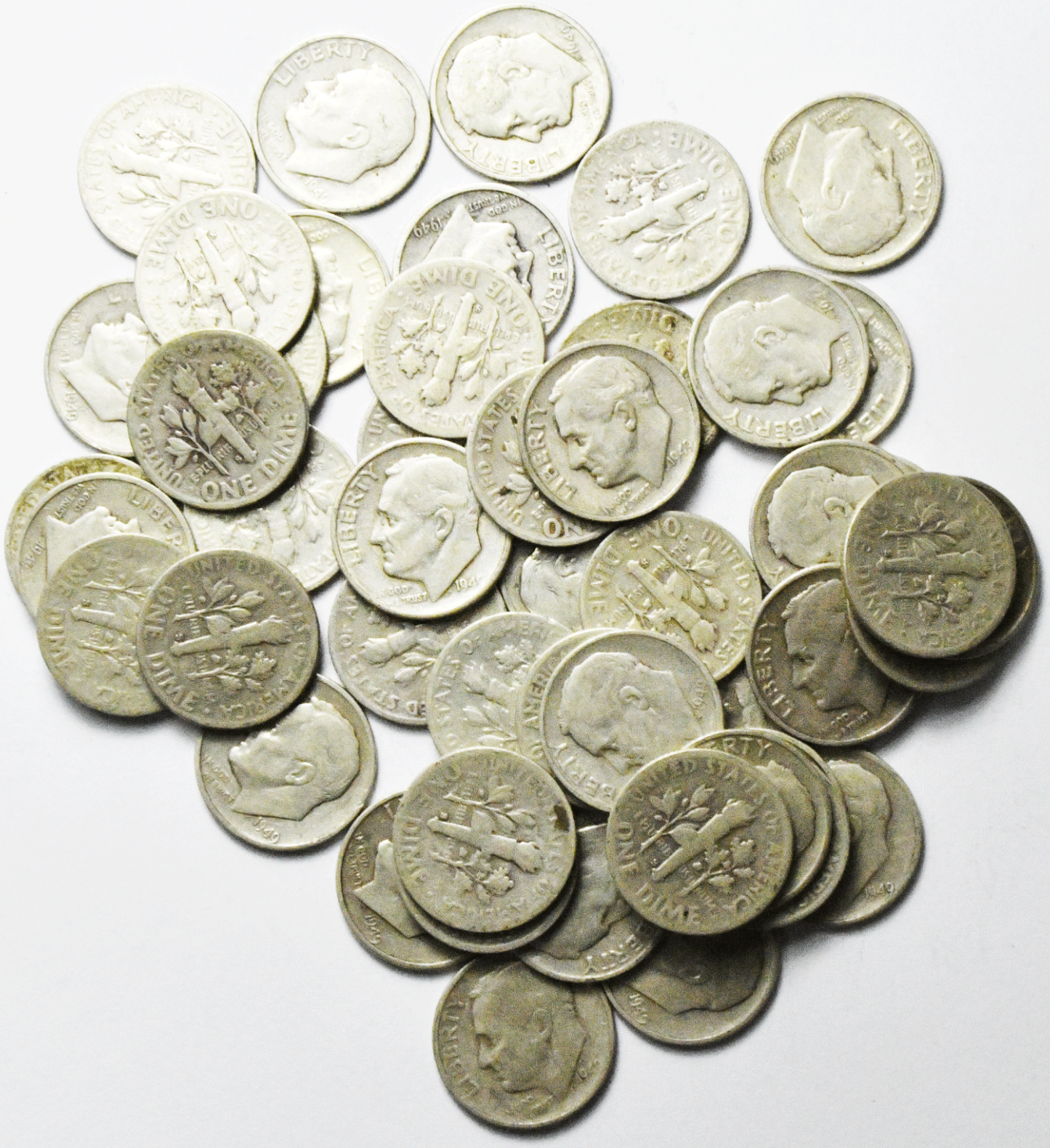 Roll of 50 1949 S 10c Roosevelt Silver Dime Ten Cents San Francisco