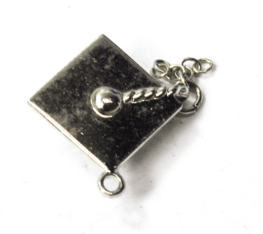 Sterling Silver Wells Graduation Hat Square Academic Charm 17mm