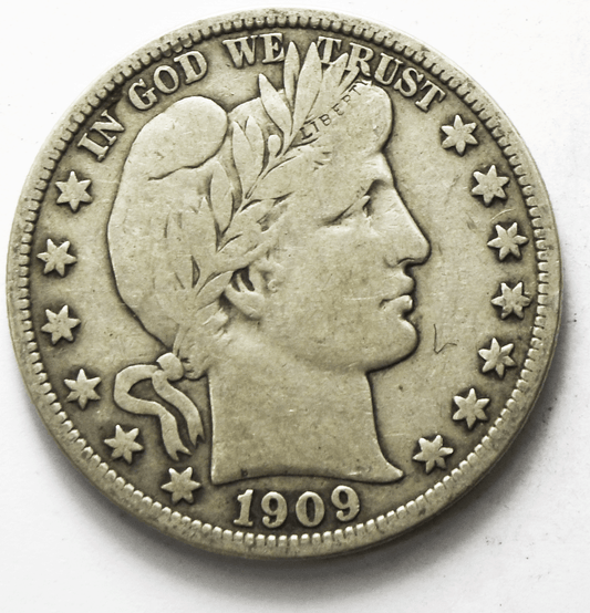 1909 50c Barber Silver Half Dollar Fifty Cents US Philadelphia
