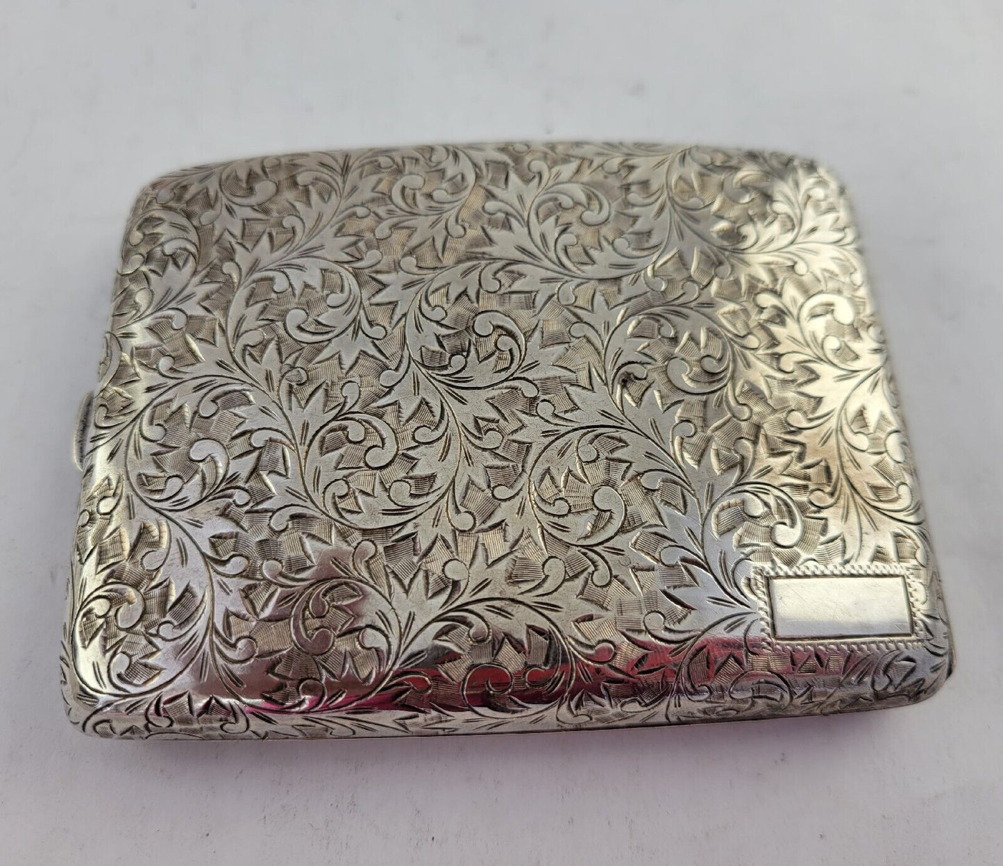 Vintage Etched Design .950 Fine Silver 4"x3"Cigarette Case 3.7oz