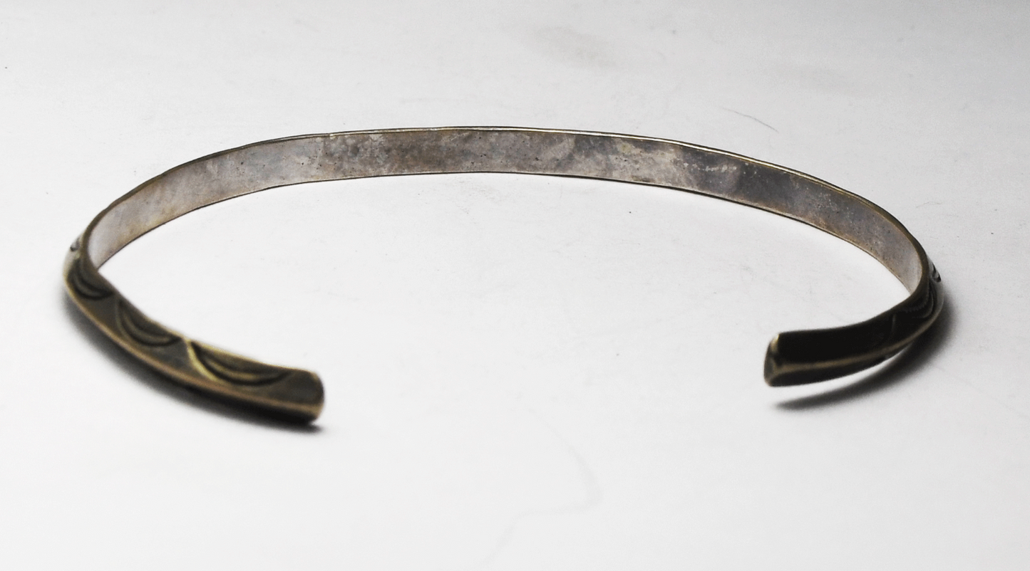 Sterling Silver 4mm Triangular Bar Cuff Bracelet 7" Wrist