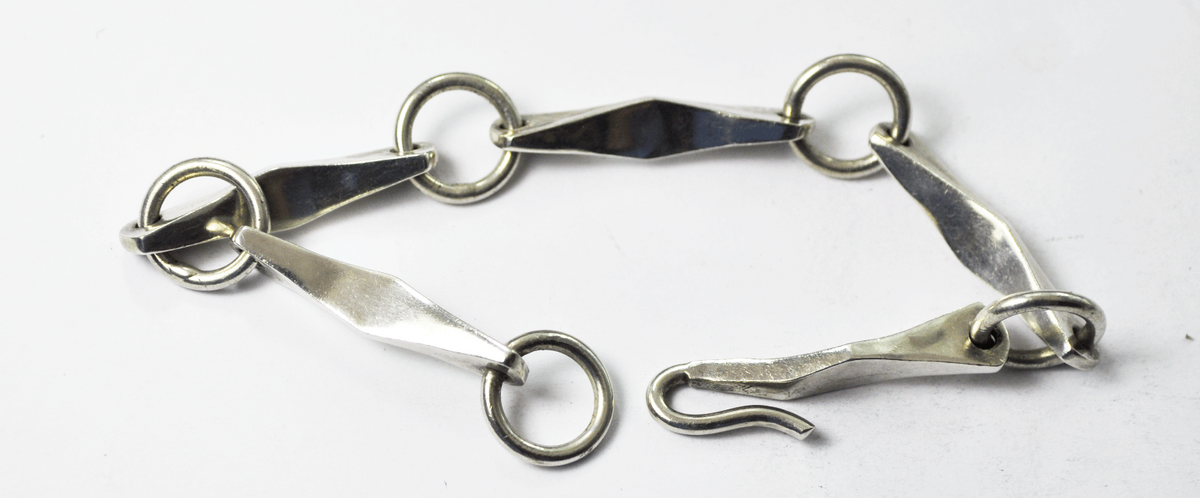 Sterling Silver Soren Borup Denmark Modern Abstract 6mm Link Bracelet 7.25"