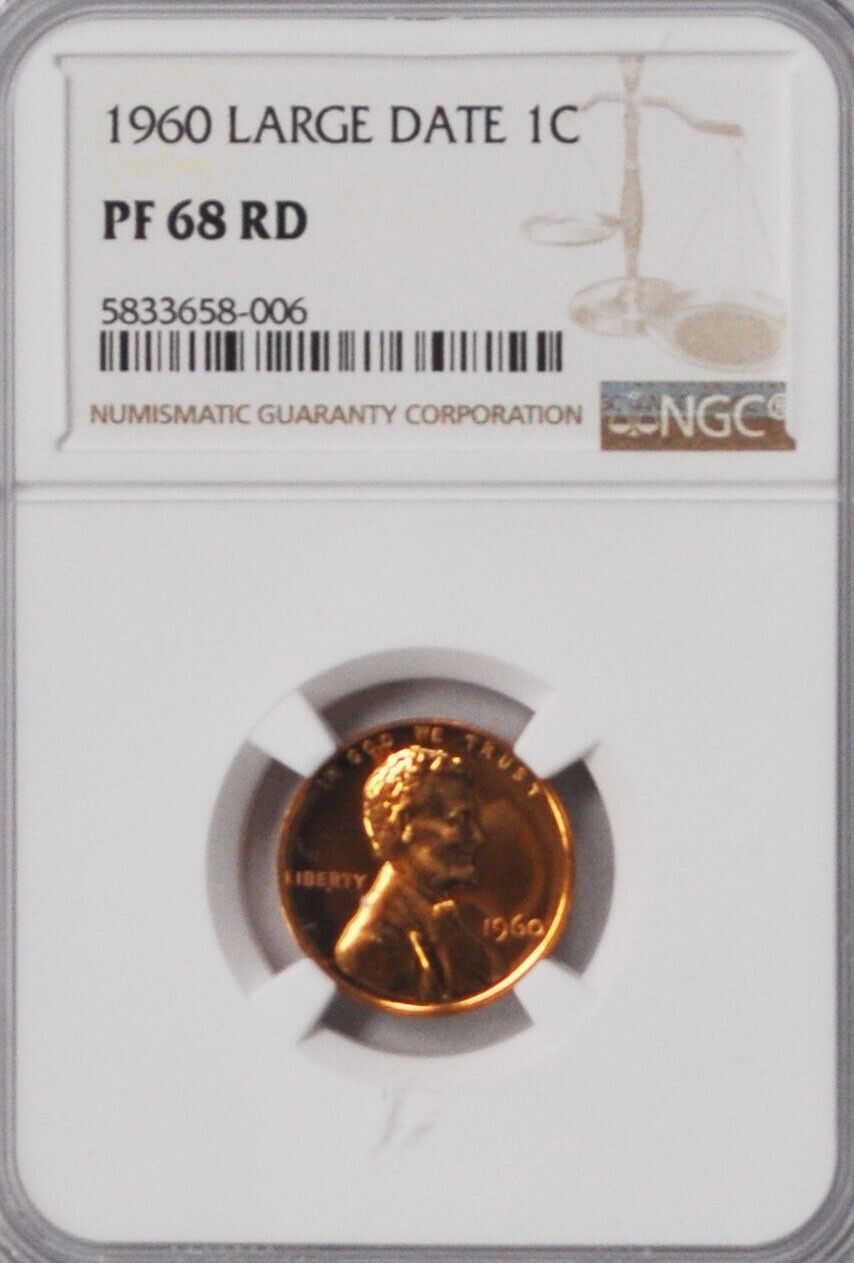 1960 1c Proof Lincoln Memorial Cent One Penny NGC PF68 RD Gem Large Date