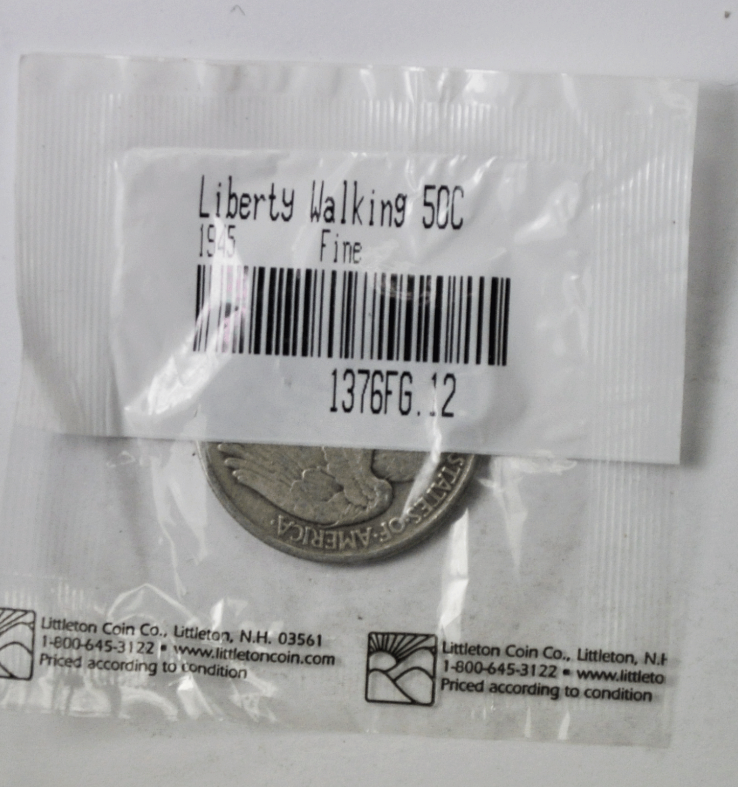 1945 50c Walking Silver Half Dollar Fifty Cents Littleton Package Fine