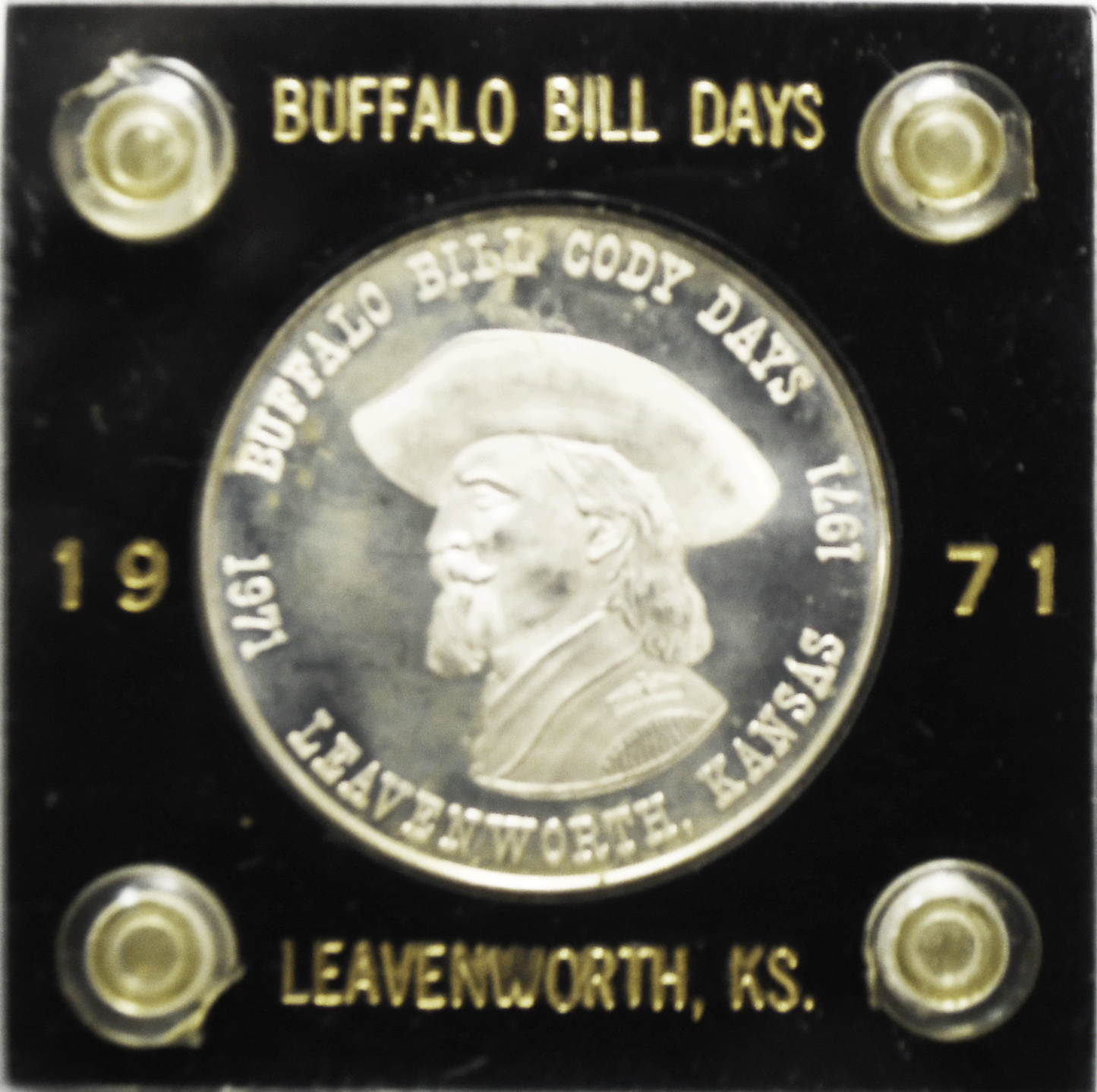 1971 Buffalo Bill Cody Days Leavenworth KS Proof 40mm 26.5g Sterling Silver