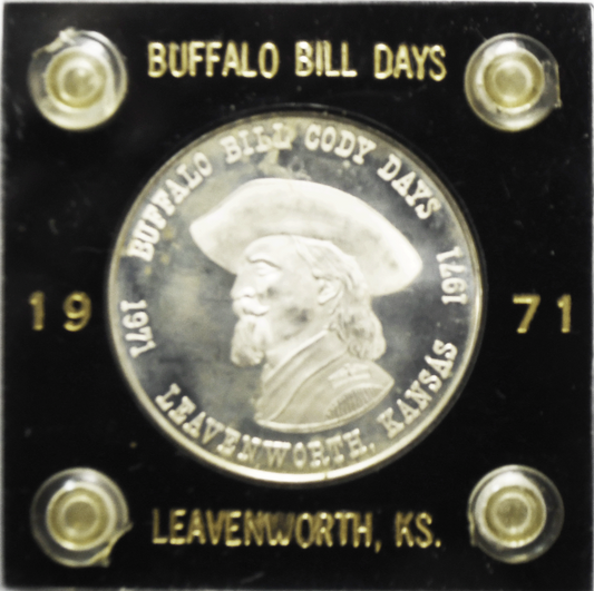 1971 Buffalo Bill Cody Days Leavenworth KS Proof 40mm 26.5g Sterling Silver
