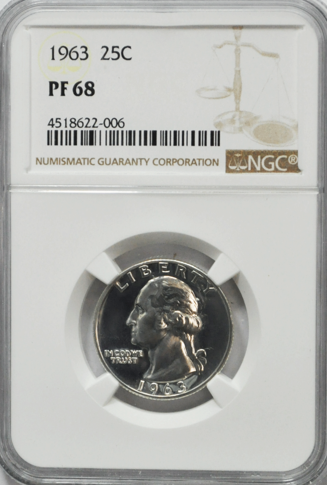 1963 25c Washington Proof Silver Quarter Dollar NGC PF68 Gem Uncirculated