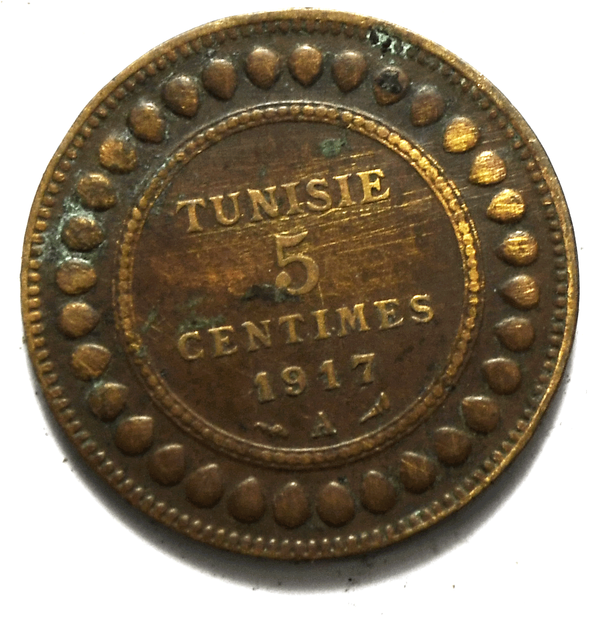 1336 1917 A Tunisia 5 Five Centimes KM# 235