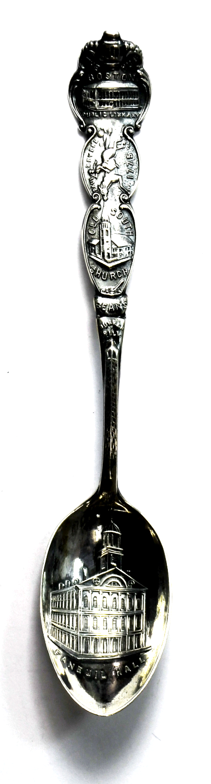 Sterling George E Homer Boston Faneuil Hall Souvenir Spoon 4-1/8"