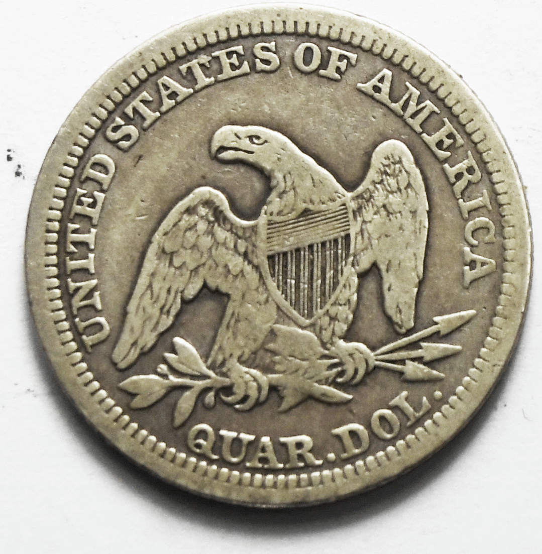 1857 25c Seated Liberty Silver Quarter Dollar Twenty Five Cents Philadelphia
